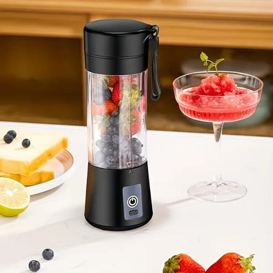 Juicer Portable Outdoor Juicing Cup Home Mini Cordless Crushed Ice Machine USB Charging Fruit Vegetable Blender (Random Color) (380ML)