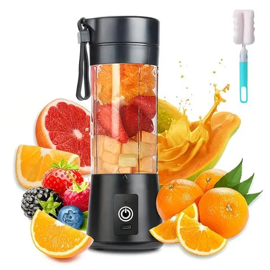Juicer Portable Outdoor Juicing Cup Home Mini Cordless Crushed Ice Machine USB Charging Fruit Vegetable Blender (Random Color) (380ML)